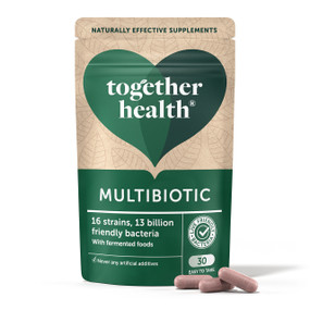Together Health Multibiotic Microbiome Support - 30-Capsules pouch; with fermented foods is a prebiotic supplement with multi-strain live bacteria for a healthy gut ecosystem.