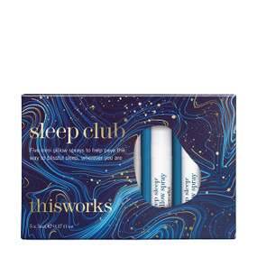 This Works Sleep Club: 5 x 5-ml white plastic tubes in a dark blue & gold carton box;