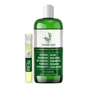 Thyme Out - 200-ml green plastic bottle with free mini atomiser; works to prevent & treat skin blemishes, skin irritation & rashes