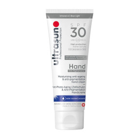 Ultrasun Anti-Pigmentation Hand Cream SPF30 -  75-ml plastic tube; a water-resistant sunscreen for hands.