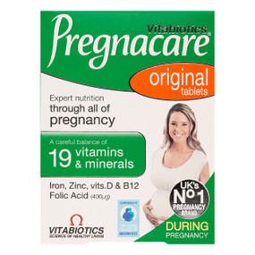 VitaBiotics Pregnacare Original - 30-Tablets box; the ideal supplement from pre-conception, throughout pregnancy and lactation