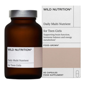 Wild Nutrition Food-Grown® Daily Multi Nutrient for Teen Girls - 60-Capsules bottle; a unique complex of Food-Grown® vitamins, minerals and botanicals formulated for teenage girls.