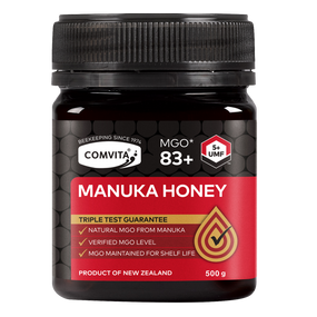 Comvita Manuka Honey UMF 5+ 500-grams -brown tub with a red label